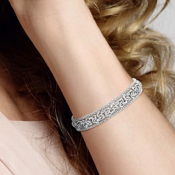 Sterling Silver Byzantine Chain Bracelet - Picture 5 of 6